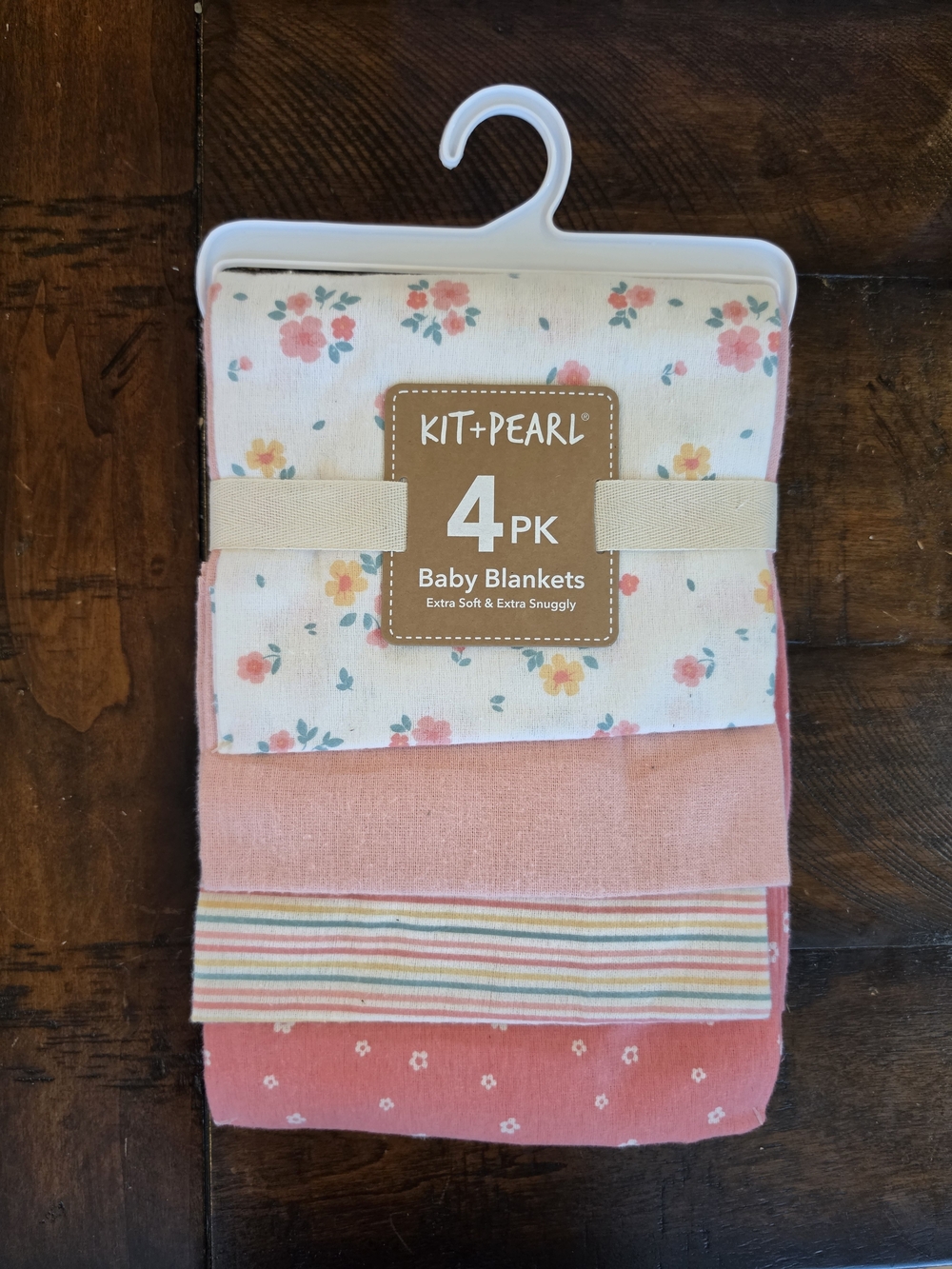 Pearl Baby Blankets 4-Pack - Pink Floral & Stripe Set